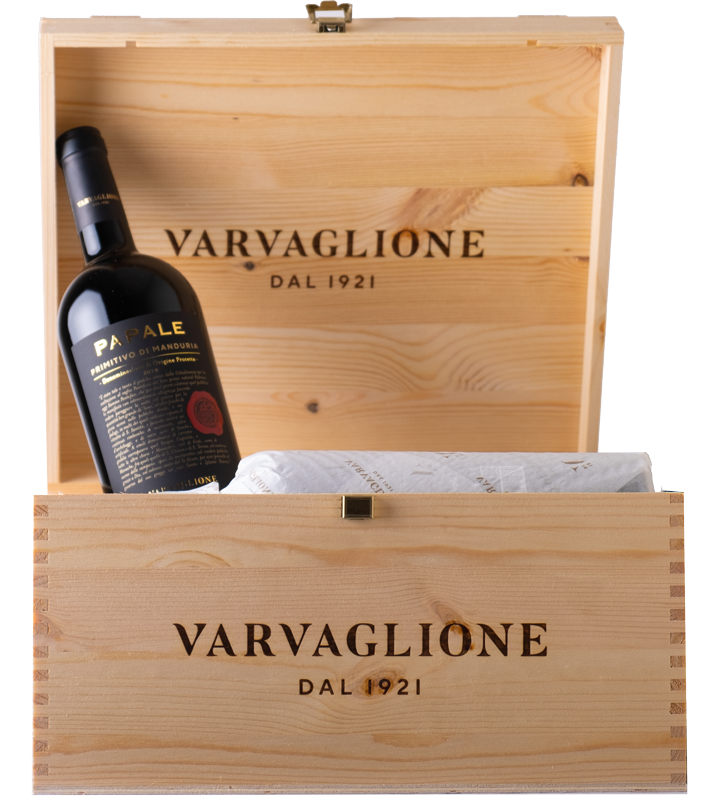 Papale Primitivo di Manduria DOP Linea Oro 2019 - 0.75l in Holzkiste