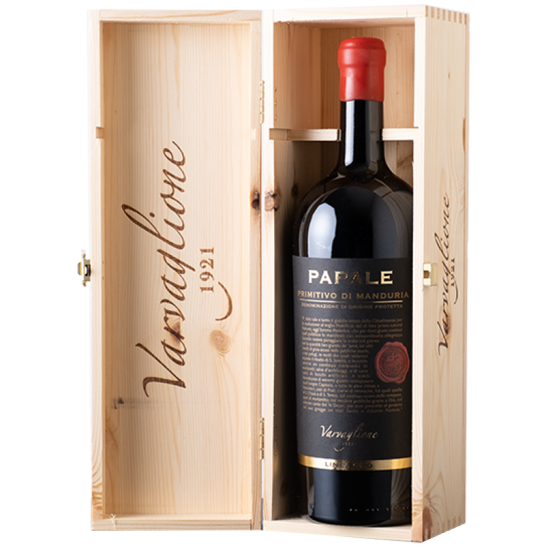 Papale Primitivo di Manduria DOP Linea Oro 2019 - 1.5 L Magnum in 1er Holzkiste