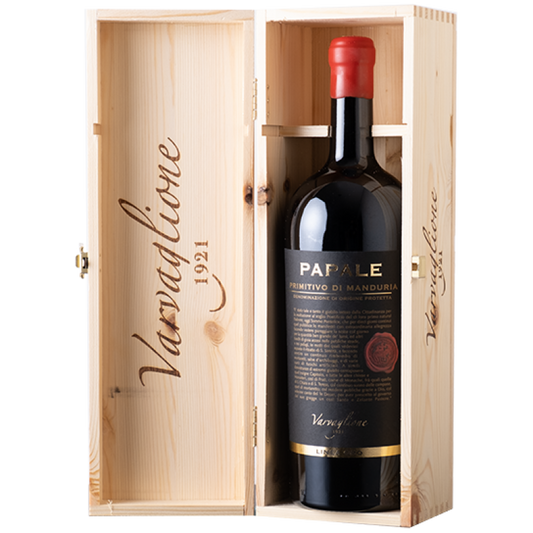 Papale Primitivo di Manduria DOP Linea Oro 2019 - 1.5 L Magnum in 1er Holzkiste